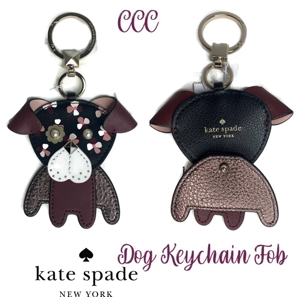 Kate Spade Movable Origami Dog Keychain Fob NWT
